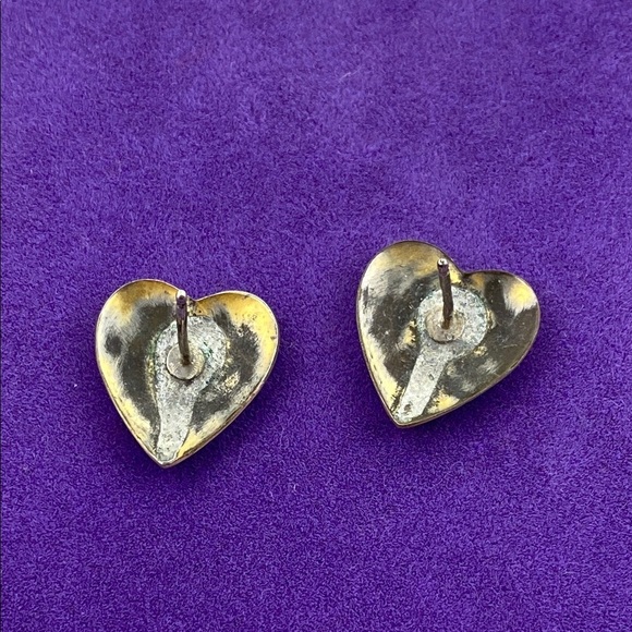 💛 Vintage Gold Plated Heart Floral Earrings - Picture 3 of 6